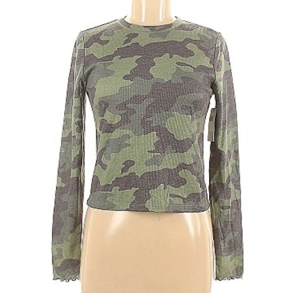 Bp nordstrom camp thermal crewneck long sleeve crop top